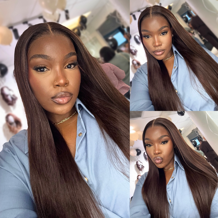[thandokazii_]'s Special Link PreMax Wigs - Flexi-Fit Silky Straight Invisi Drawstring Cap Chestnut Brown Glueless 13x4 Frontal Lace Human Hair Wig Pre-Cut Lace