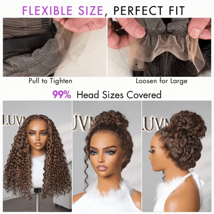 [simphiwee_mb]'s Special Link PreMax Wigs | Flexi-Fit Invisi Drawstring Cap 360 Lace HD Lace Natural Black & Brown Highlights Water Wave Wig Pre-Cut Lace