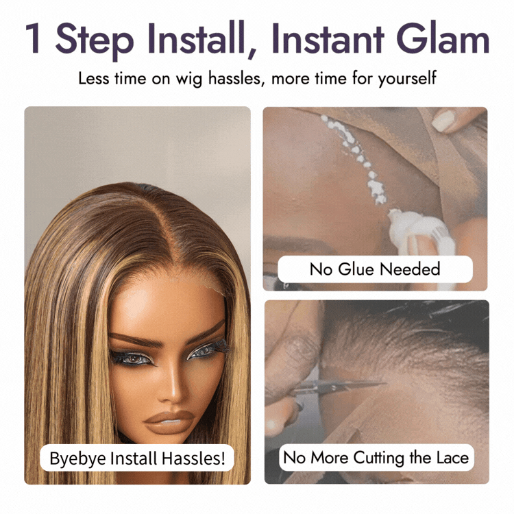 VolumeMAX™ 200% Density Honey Blonde Highlight ReadytoGo Super Double Drawn 4x4 Lace Wig Pre-cut Lace