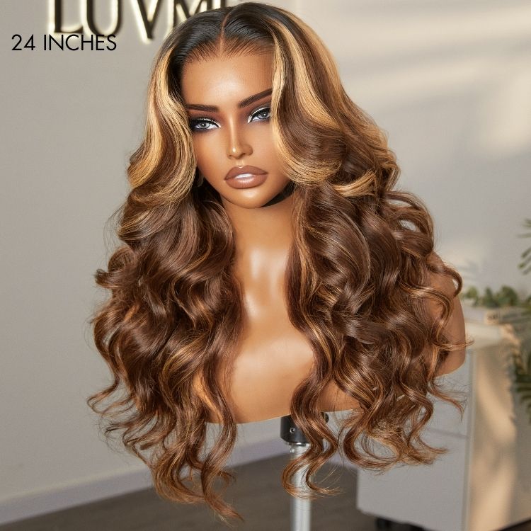 special I Custom Highlight Ombre Wavy Glueless 13*4 Frontal Lace Body Wave Wig