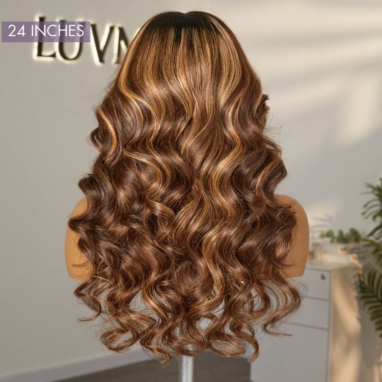 OUTLET I Custom Highlight Ombre Wavy Glueless 13*5 Frontal HD Lace Body Wave Wig