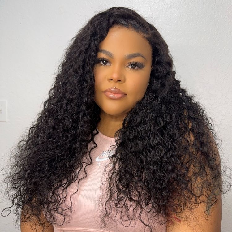 Outlet |  Effortless Water Wave Snugfit Glueless 5x5 Closure Pre-Cut Lace Curly Wig