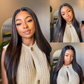 [mrsmo_official]'s Special Link PreMax Wigs | Ultra Natural Hairline Brown Highlight & Natural Black Silky Straight Regular Cap & Drawstring Cap Glueless 13x4 Frontal Lace Long Wig Pre-Cut Lace
