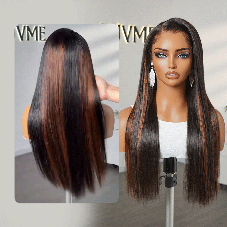 [lesa_molapo]'s Special Link Pre-do Lagos Hairline Flexi Fit Invisi Drawstring Cap Copper Ombre Highlights Silky Straight Glueless 13x4 Frontal HD Lace Wig Pre-Cut Lace