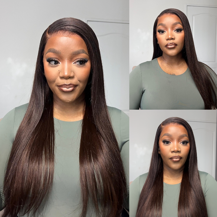 [kamo__leslie]'s Special Link PreMax Wigs - Flexi-Fit Silky Straight Invisi Drawstring Cap Chestnut Brown Glueless 13x4 Frontal Lace Human Hair Wig Pre-Cut Lace