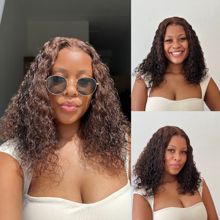 [munnyramaphakela]'s Special Link VolumeMAX™ 220% Density ReadytoGo Beginner Friendly Chestnut Brown / Natural Black Glueless 5x5 Closure Lace HD Lace Curly Wig