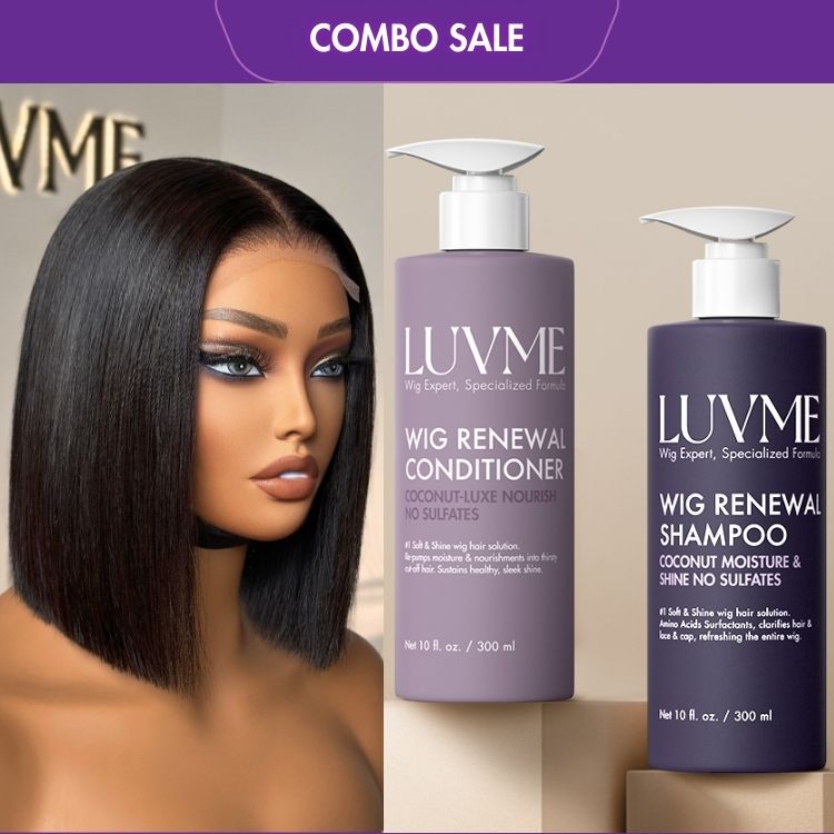 2 For 1 | Glueless 4x4 Closure Lace Natural Black Bob Wig +  Wig Renewal Shampoo & Conditioner Set