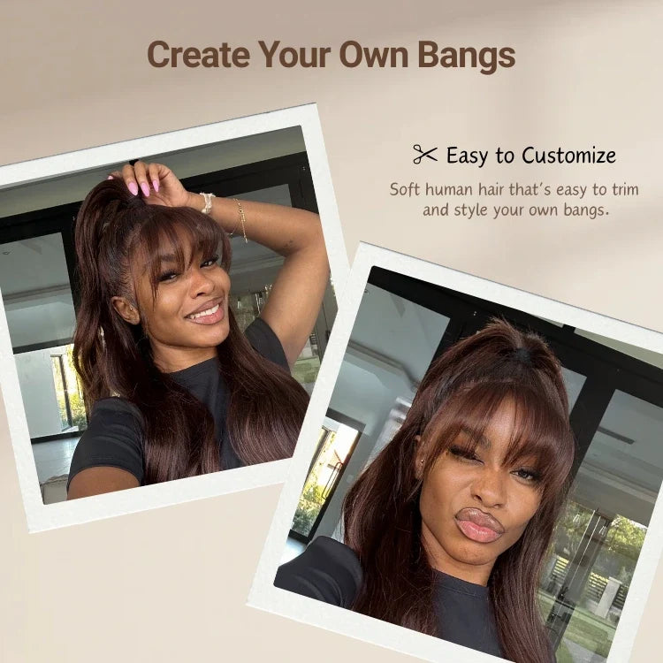 [danaxmarcelle]'s Special Link PreMax Wigs - Flexi-Fit Silky Straight Invisi Drawstring Cap Chestnut Brown Glueless 13x4 Frontal Lace Human Hair Wig Pre-Cut Lace