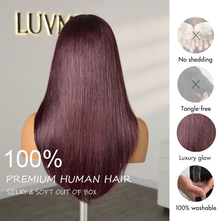 [morgantasneem]'s Special Link PreMax Wigs - Flexi-Fit Silky Straight Invisi Drawstring Cap Burgundy Glueless 13x4 Frontal Lace Human Hair Wig