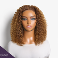 Outlet | Mix Color Brown Curly Bob Wig 4x4 Lace Short Wig Pre-cut Lace