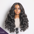 Outlet | Natural Black Body Wave 4x4 Closure Lace Glueless Mid Part Long Wig