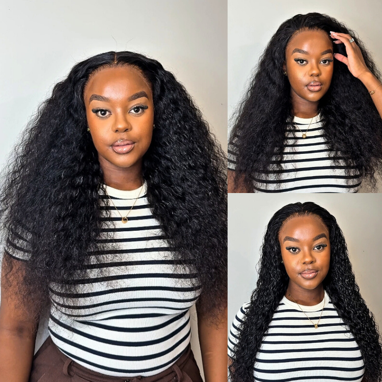 [nottsndelu]'s Special Link PreMax Wigs | Flexi-Fit Invisi Drawstring Cap 360 Lace HD Lace Natural Black & Brown Highlights Water Wave Wig Pre-Cut Lace