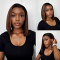 [palesakobelii]'s Special Link PreMax Wigs | Brown Highlight Silky Blunt Cut Bob Glueless Lace Wig With Pre-Bleached Pre-Plucked Pre-Cut Lace