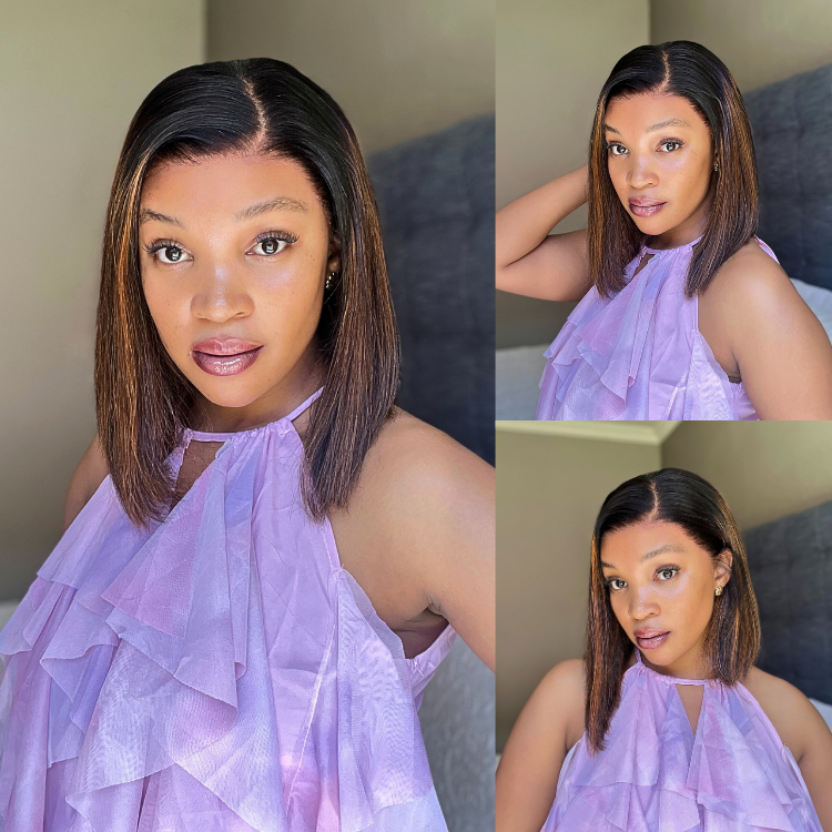 [_zeey_m]'s Special Link PreMax Wigs | Brown Highlight Silky Blunt Cut Bob Glueless Lace Wig With Pre-Bleached Pre-Plucked Pre-Cut Lace