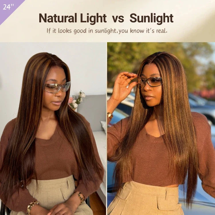 [siweee.k]'s Special Link PreMax Wigs - Flexi-Fit Silky Straight Invisi Drawstring Cap Honey Blonde Highlight Glueless 13x4 Frontal Lace Human Hair Wig Pre-Cut Lace