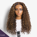 Worth | Brown Highlights Funmi Curly 13x4 Frontal Lace Curly Wig
