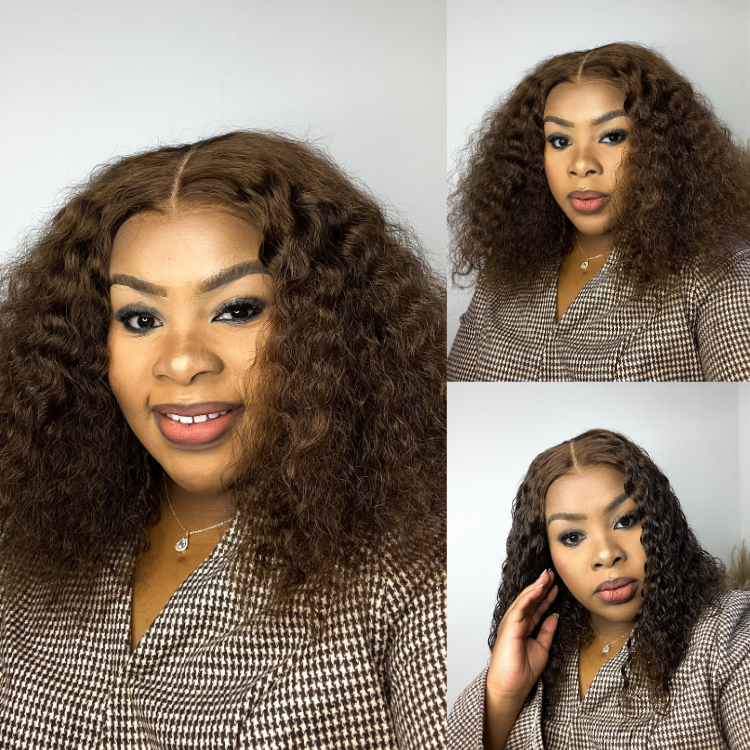 [gontsee_]'s Special Link VolumeMAX™ 220% Density ReadytoGo Beginner Friendly Chestnut Brown / Natural Black Glueless 5x5 Closure Lace HD Lace Curly Wig