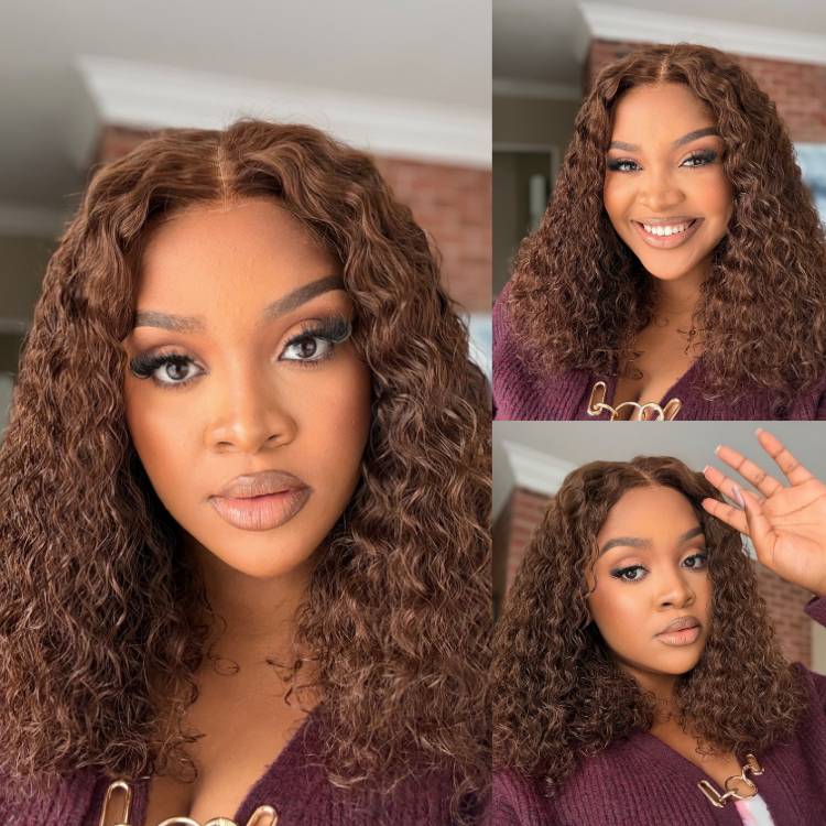 [xolatotomusic]'s Special Link VolumeMAX™ 220% Density ReadytoGo Beginner Friendly Chestnut Brown / Natural Black Glueless 5x5 Closure Lace HD Lace Curly Wig