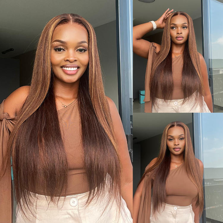 [lelomthabela]'s Special Link PreMax Wigs - Flexi-Fit Silky Straight Invisi Drawstring Cap Honey Blonde Highlight Glueless 13x4 Frontal Lace Human Hair Wig Pre-Cut Lace