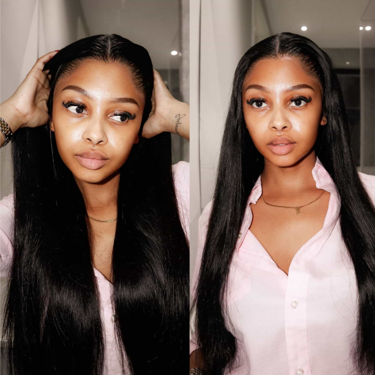 [tshegoteelux11]'s Special Link NatureMAX™ Pre-do Lagos Hairline Flexi Fit Invisi Drawstring Cap Natural Black & Copper Ombre Highlights Silky Straight Glueless 13x4 Frontal HD Lace Wig Pre-Cut Lace