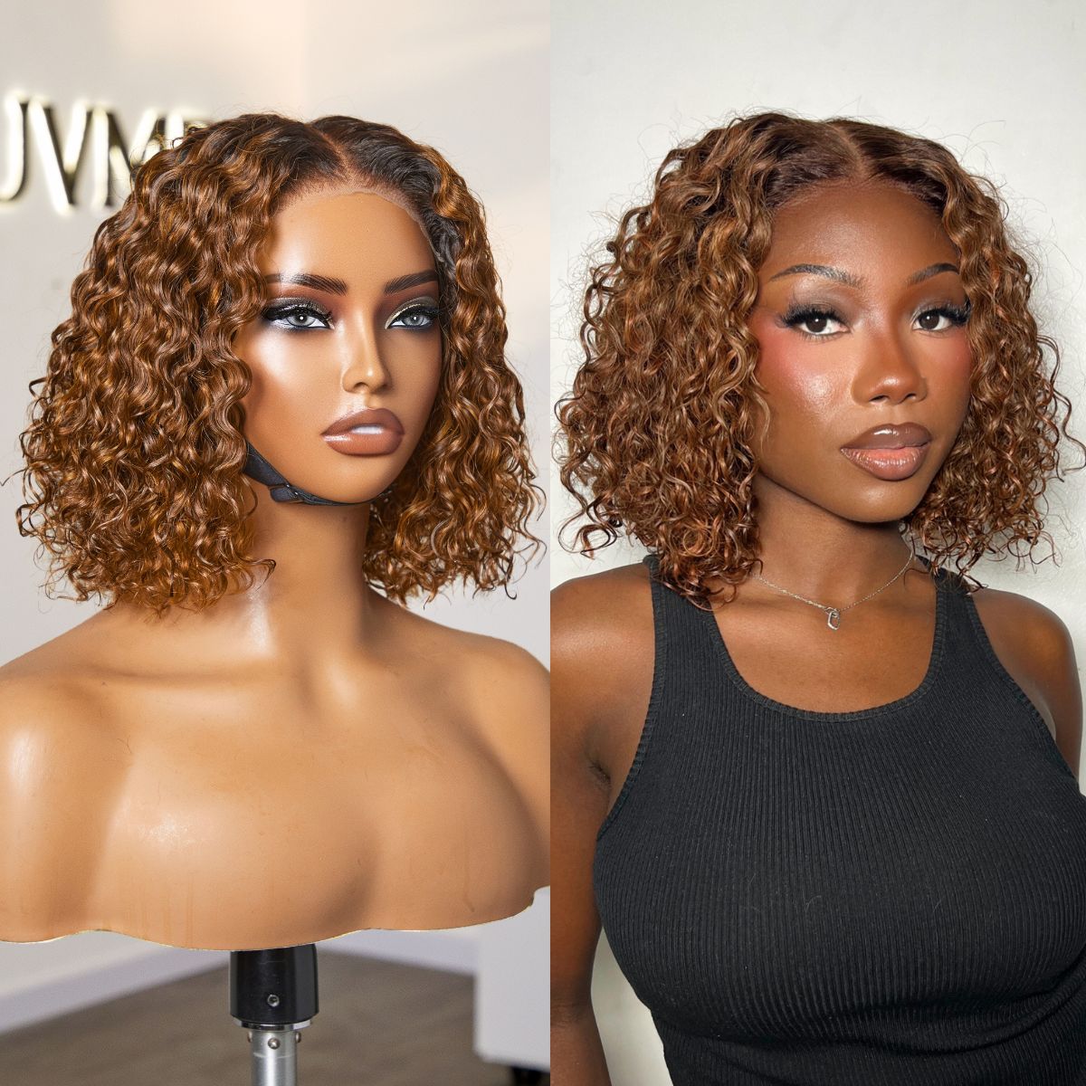 Worth I Brown Highlight Deep Curly Glueless 5x5 Closure Pre-Cut Lace Wig