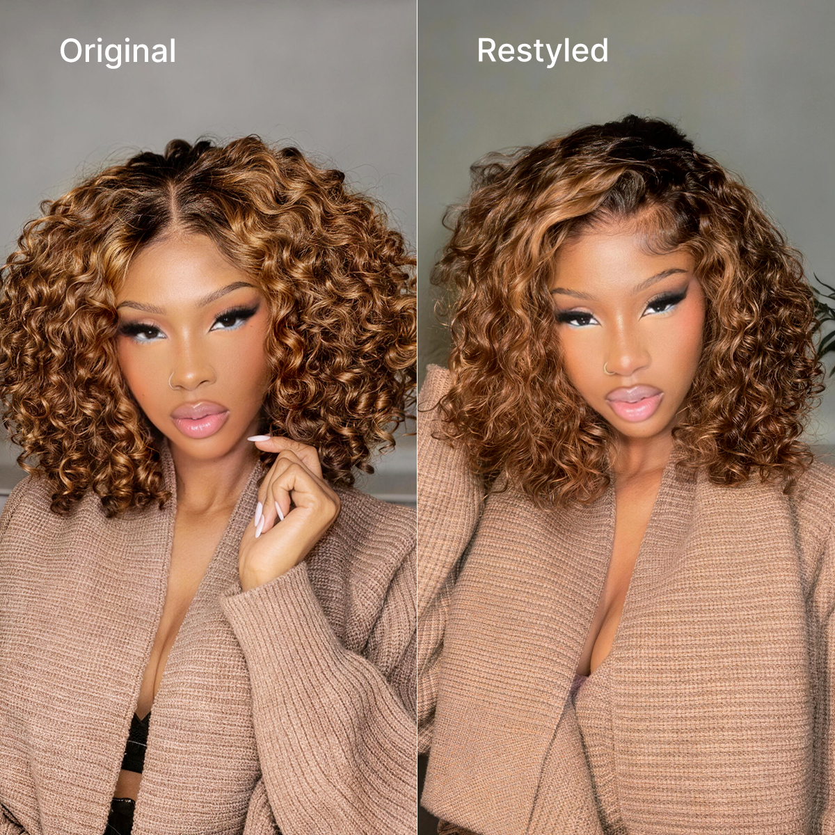 Worth I Brown Highlight Deep Curly Glueless 5x5 Closure Pre-Cut Lace Wig