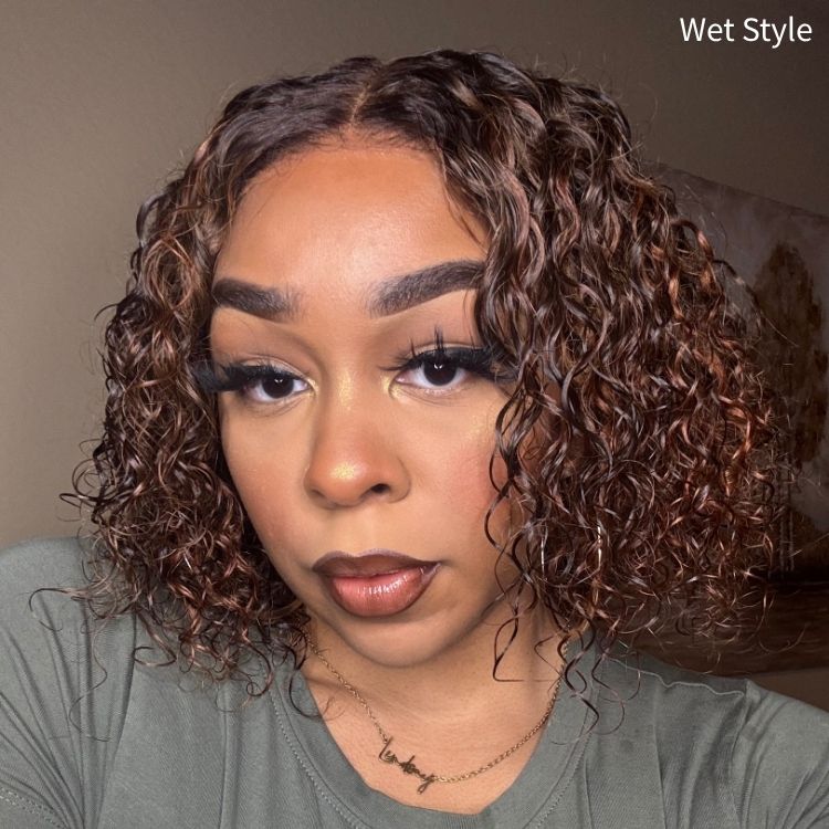 Worth I Brown Highlight Deep Curly Glueless 5x5 Closure Pre-Cut Lace Wig