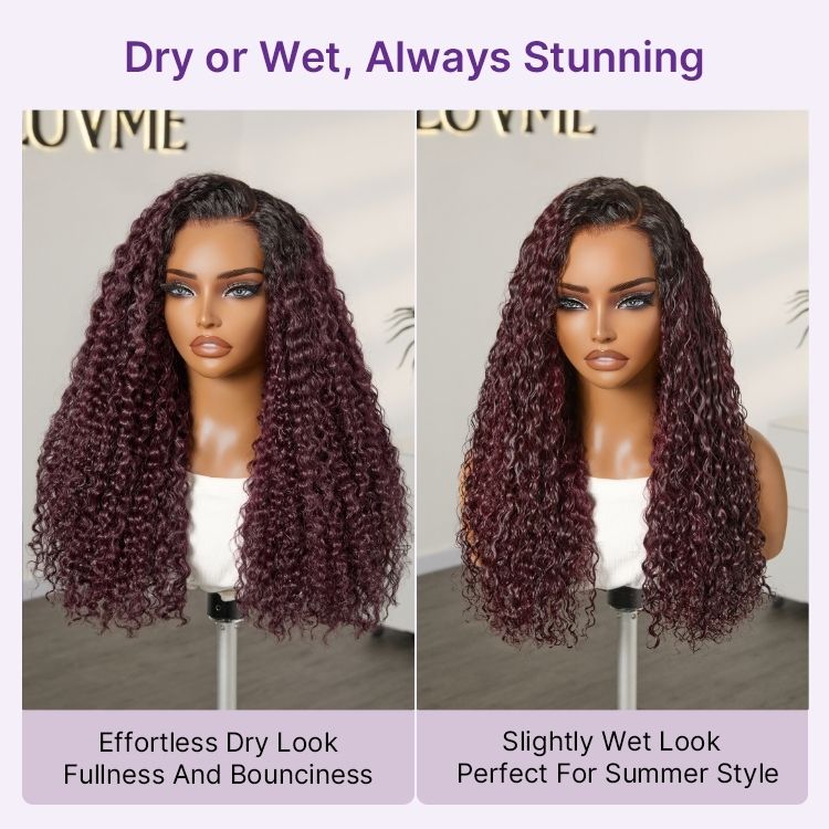 VolumeMAX™ 200% Density ReadytoGo Beginner Friendly Burgundy Glueless 5x5 Closure Lace HD Lace 22 inches Curly Wig