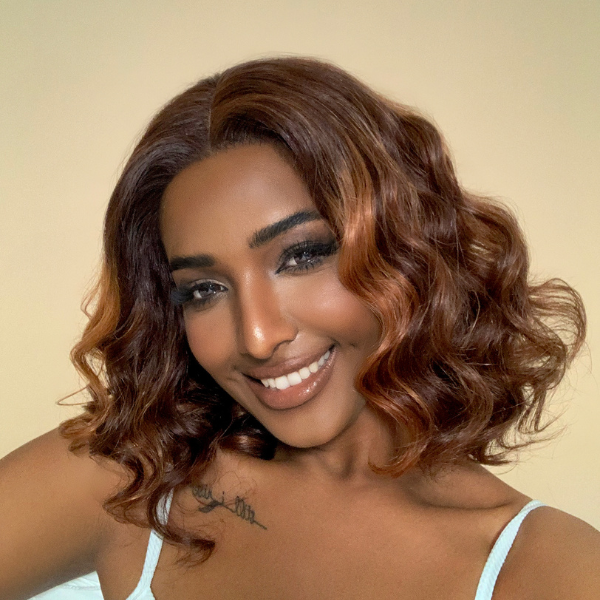 Worth | Mature Boss Brown Ombre Highlight Loose Wave Glueless Minimalist HD Lace Wig Ready To Go