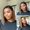 [sbusiephoswa]'s Special Link PreMax Wigs | Brown Highlight Silky Blunt Cut Bob Glueless Lace Wig With Pre-Bleached Pre-Plucked Pre-Cut Lace