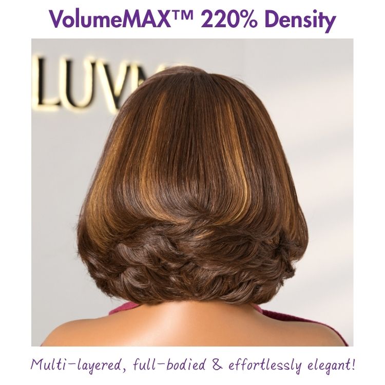 Custom  | 220% Density Chocolate Brown Highlight Layered Cut 4*4 Lace Glueless C Part 8 Inches Wig