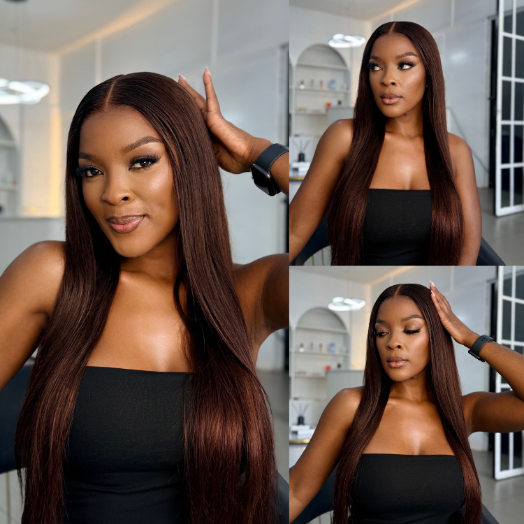 [nomsamadida]'s Special Link PreMax Wigs - Flexi-Fit Silky Straight Invisi Drawstring Cap Chestnut Brown Glueless 13x4 Frontal Lace Human Hair Wig Pre-Cut Lace