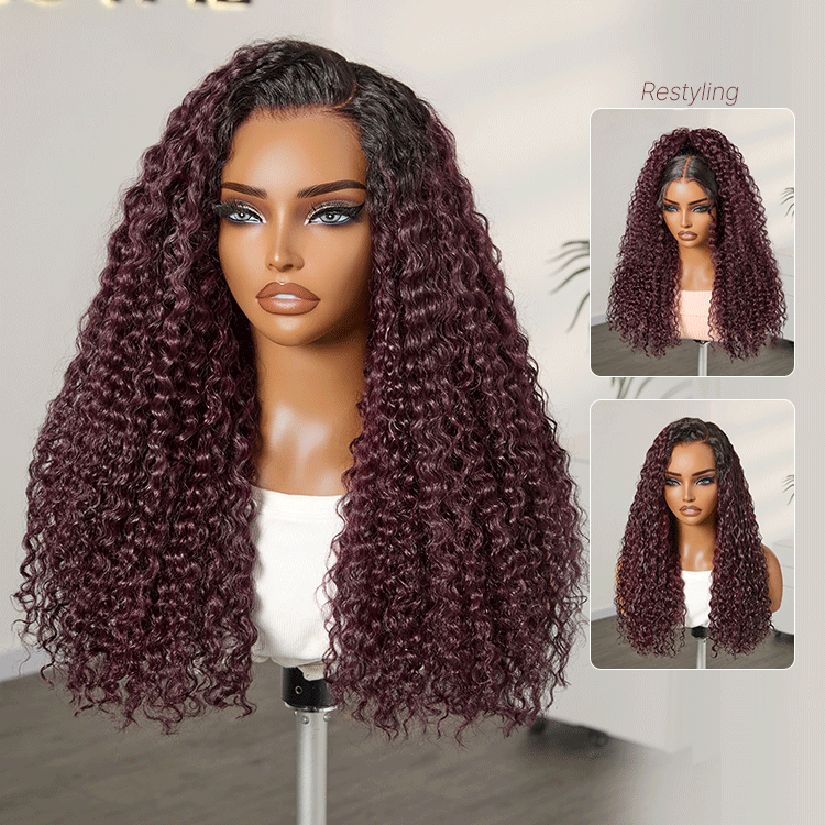 VolumeMAX™ 200% Density ReadytoGo Beginner Friendly Burgundy Glueless 5x5 Closure Lace HD Lace 22 inches Curly Wig