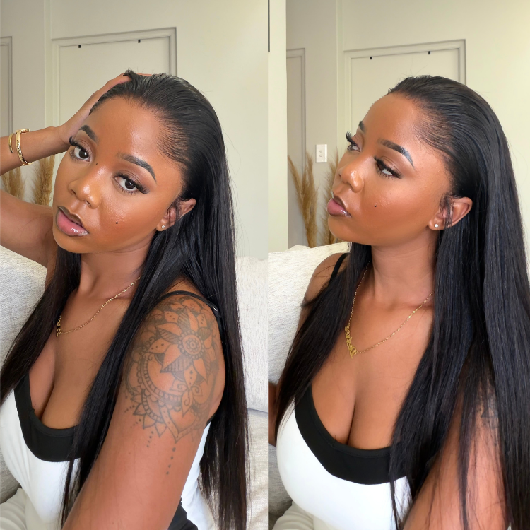 [desiree_sp]'s Special Link NatureMAX™ Pre-do Lagos Hairline Flexi Fit Invisi Drawstring Cap Natural Black & Copper Ombre Highlights Silky Straight Glueless 13x4 Frontal HD Lace Wig Pre-Cut Lace