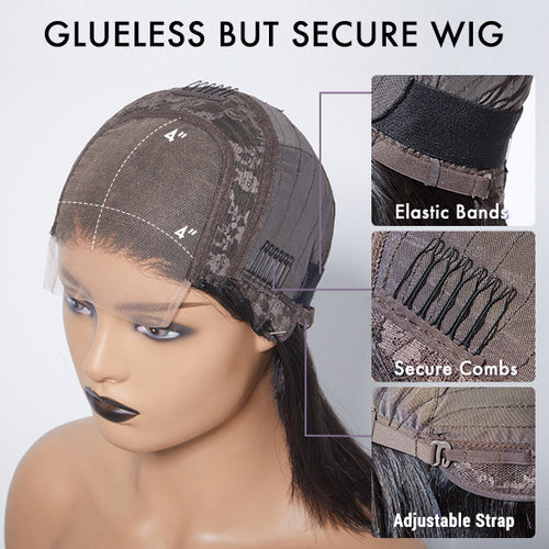 180% Density Deep Curl Bob 4x4 Closure Lace 12 inches Wig+Blunt Cut Bob 4x4 Closure Lace 08 inches Wig