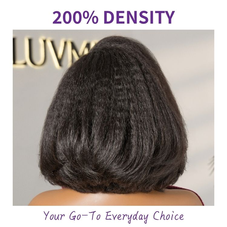 Custom | 4C Edges | 200% Density Kinky Curly Bob Minimalist Lace Glueless Side Part Short Wig