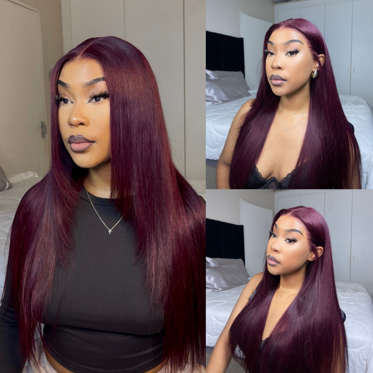 [vanessaablant]'s Special Link PreMax Wigs - Flexi-Fit Silky Straight Invisi Drawstring Cap Burgundy Glueless 13x4 Frontal Lace Human Hair Wig