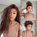 [pretty.lonerr]'s Special Link VolumeMAX™ 200% Density Brown Highlights Flexi-Fit Invisi Drawstring Cap Glueless 360 Lace Super Natural Hairline Water Wave Free Part 100% Human Hair Wig