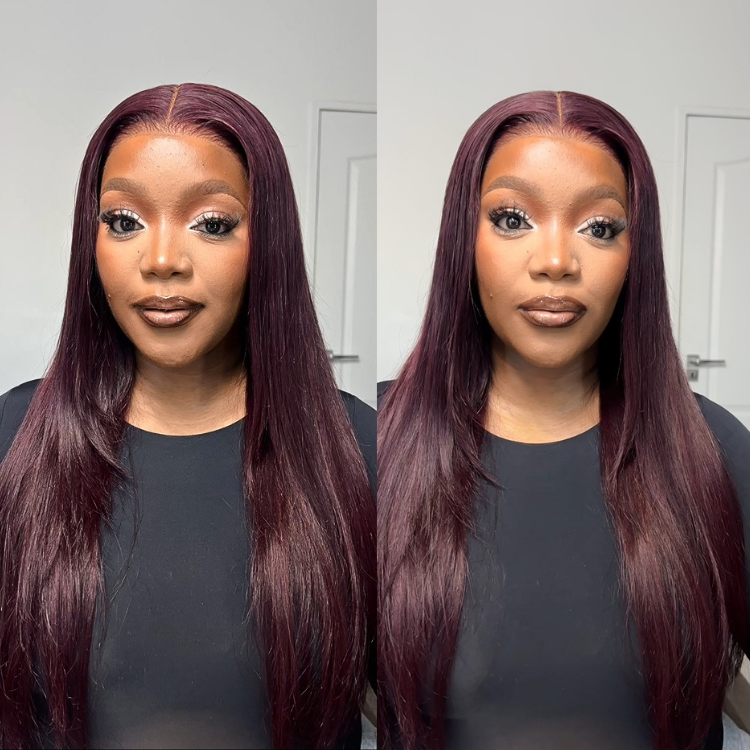 [kamo_leslie]'s Special Link PreMax Wigs - Flexi-Fit Silky Straight Invisi Drawstring Cap Burgundy Glueless 13x4 Frontal Lace Human Hair Wig