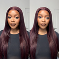 [kamo_leslie]'s Special Link PreMax Wigs - Flexi-Fit Silky Straight Invisi Drawstring Cap Burgundy Glueless 13x4 Frontal Lace Human Hair Wig