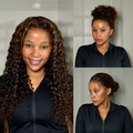 [thembi_cannes]'s Special Link VolumeMAX™ 200% Density Brown Highlights Flexi-Fit Invisi Drawstring Cap Glueless 360 Lace Super Natural Hairline Water Wave Free Part 100% Human Hair Wig