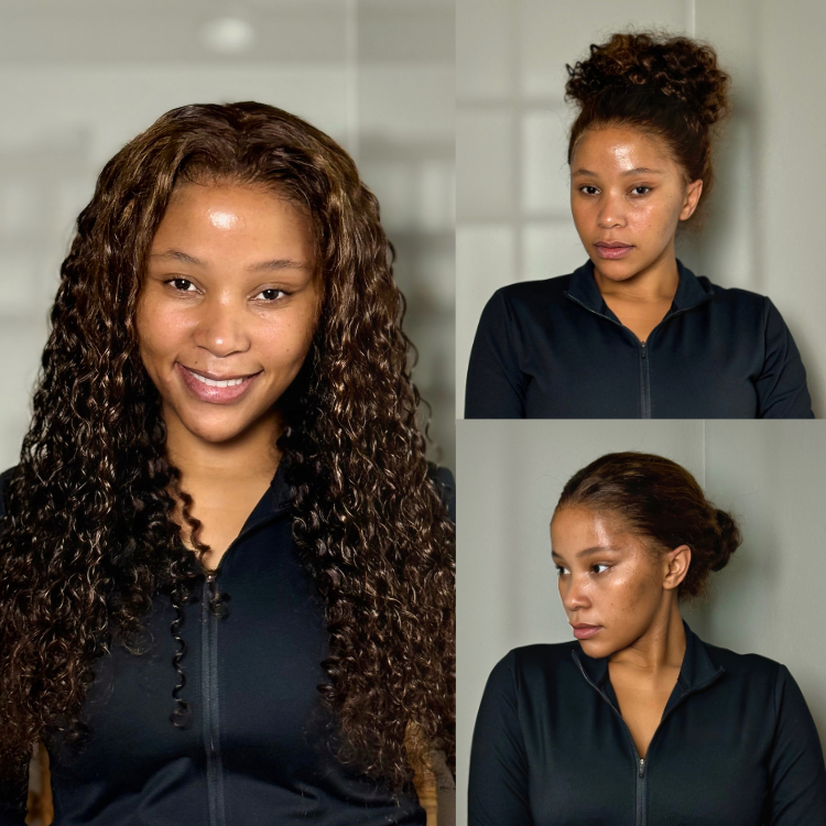 [thembi_cannes]'s Special Link VolumeMAX™ 200% Density Brown Highlights Flexi-Fit Invisi Drawstring Cap Glueless 360 Lace Super Natural Hairline Water Wave Free Part 100% Human Hair Wig