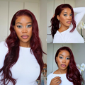 [pedibae]'s Special Link PreMax Wigs - Flexi-Fit Silky Straight Invisi Drawstring Cap Burgundy Glueless 13x4 Frontal Lace Human Hair Wig