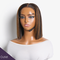 Outlet |  Brown Highlights Bob Wig Pre-cut Lace