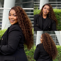 [mrs_mqela]'s Special Link VolumeMAX™ 200% Density Brown Highlights Flexi-Fit Invisi Drawstring Cap Glueless 360 Lace Super Natural Hairline Water Wave Free Part 100% Human Hair Wig