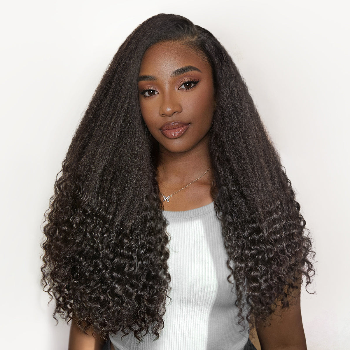 VolumeMAX™ 250% Density ReadytoGo Beginner Friendly Natural Black Glueless 5x5 Closure HD Lace 20 inches Kinky Straight to Curly Wig