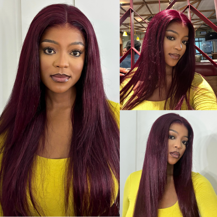 [boits_diale]'s Special Link PreMax Wigs - Flexi-Fit Silky Straight Invisi Drawstring Cap Burgundy Glueless 13x4 Frontal Lace Human Hair Wig