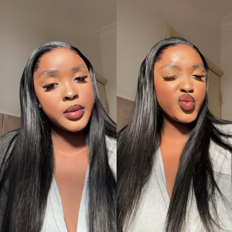 [seson.aa]'s Special Link Pre-do Lagos Hairline Flexi Fit Invisi Drawstring Cap Natural Black & Copper Ombre Highlights Silky Straight Glueless 13x4 Frontal HD Lace Wig Pre-Cut Lace