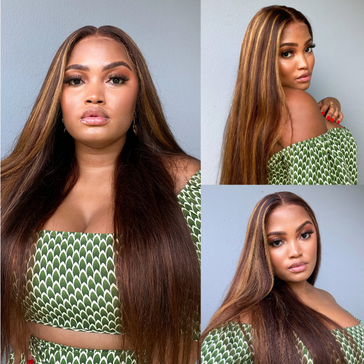 [akhona_gayiya]'s Special Link PreMax Wigs - Flexi-Fit Silky Straight Invisi Drawstring Cap Honey Blonde Highlight Glueless 13x4 Frontal Lace Human Hair Wig Pre-Cut Lace