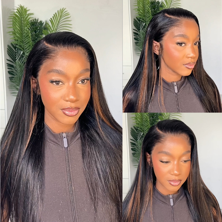 [murangii_m]'s Special Link Pre-do Lagos Hairline Flexi Fit Invisi Drawstring Cap Copper Ombre Highlights Silky Straight Glueless 13x4 Frontal HD Lace Wig Pre-Cut Lace